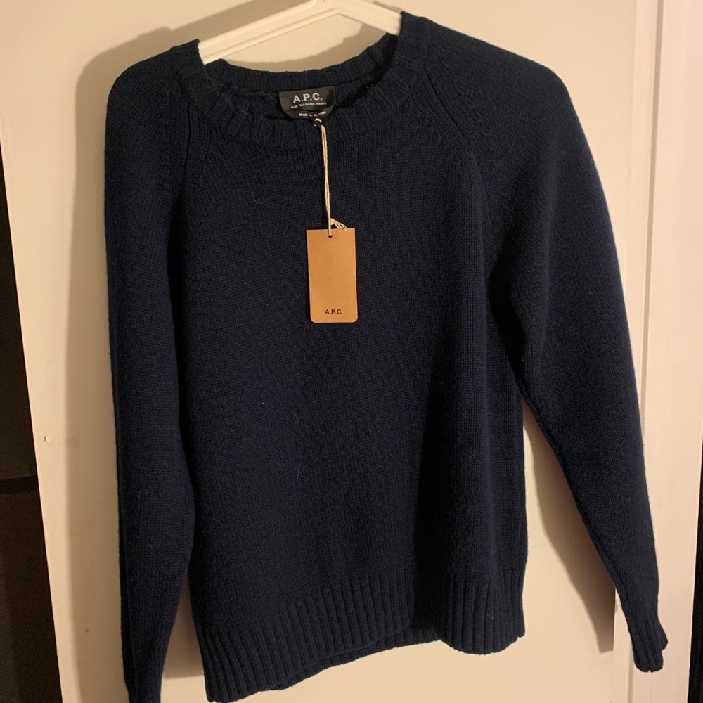 A.P.C. Deep Navy Crew Neck Sweater